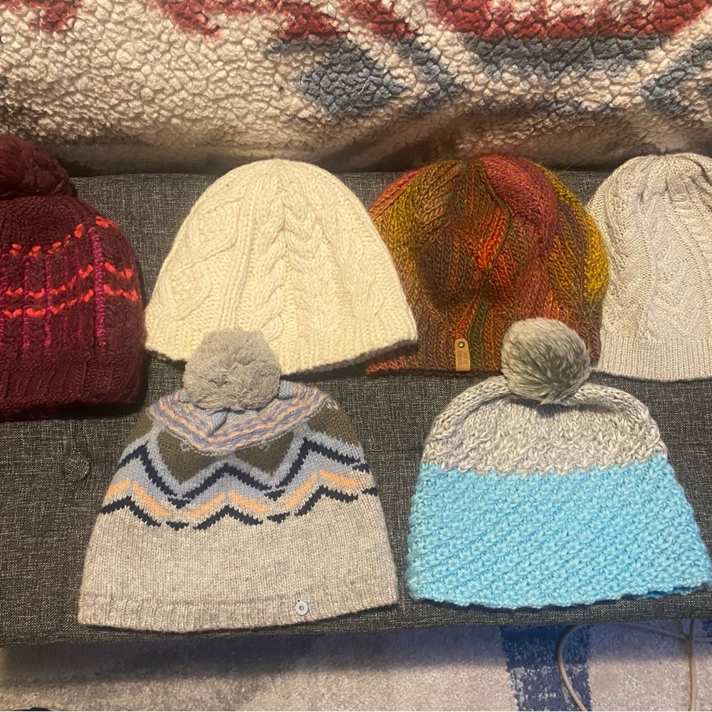 Cozy Knit Pom-Pom Beanie Collection- Multicolor. Pistil, Marmot, Kari Traa
